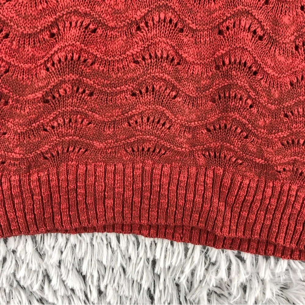 Maurices Sweater Womens Large Open Knit Red Long Sleeve Crew Neck